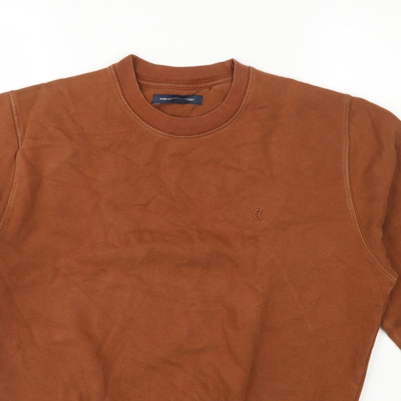 French Connection Women’s Brown S Pullover Crew Neck Logo Sweatshirt