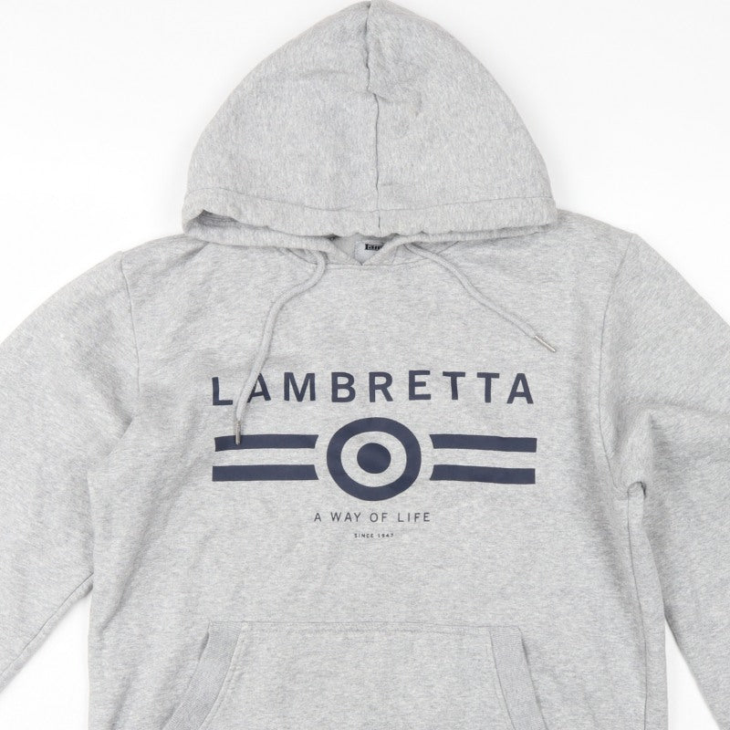 Lambretta Men’s Grey M Pullover Logo Graphic Hoodie Pockets