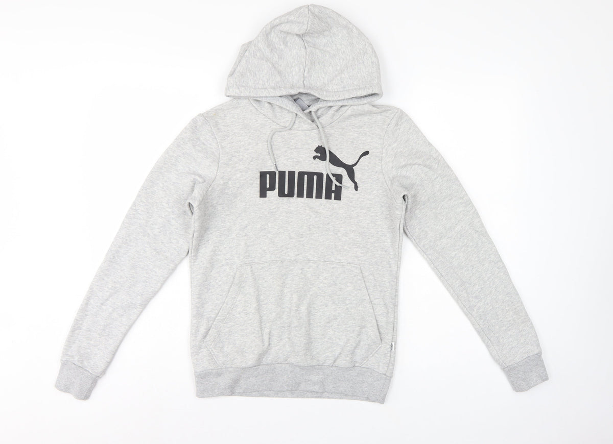 Puma Women’s Grey Logo Pullover Hoodie UK 8 Cotton Blend