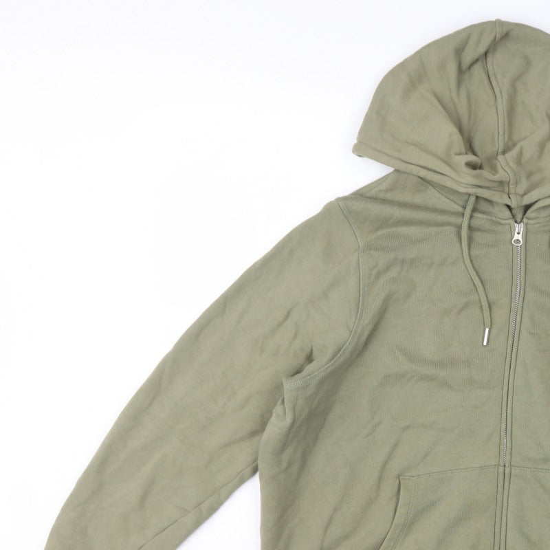 Marks & Spencer Women Green UK 16 Full Zip Hooded Cotton Hoodie