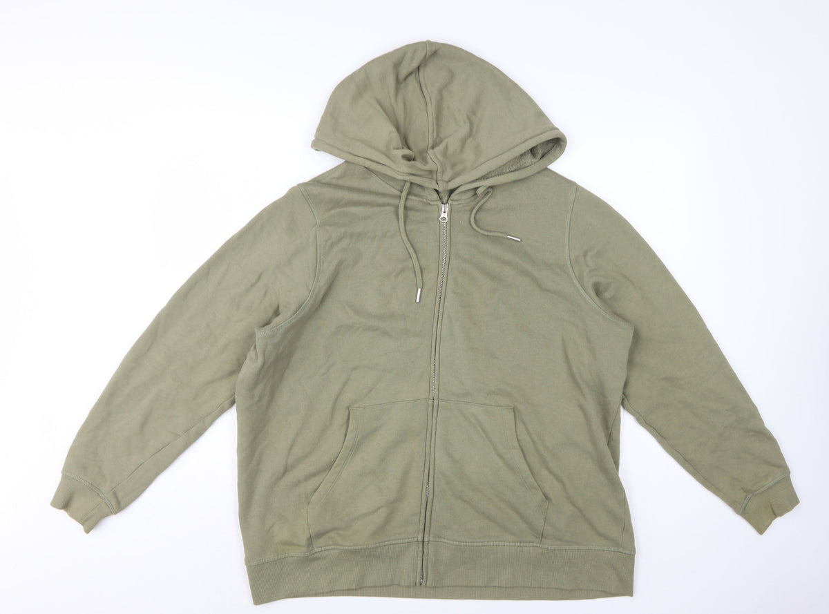Marks & Spencer Women Green UK 16 Full Zip Hooded Cotton Hoodie