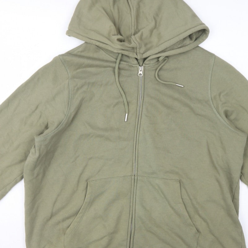 Marks & Spencer Women Green UK 16 Full Zip Hooded Cotton Hoodie