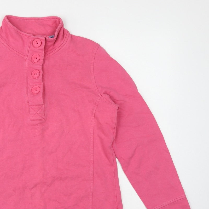 Maine New England Women Pink Size 10 Henley Button High Neck Sweatshirt