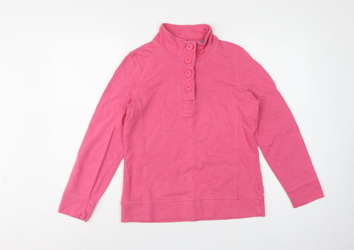 Maine New England Women Pink Size 10 Henley Button High Neck Sweatshirt