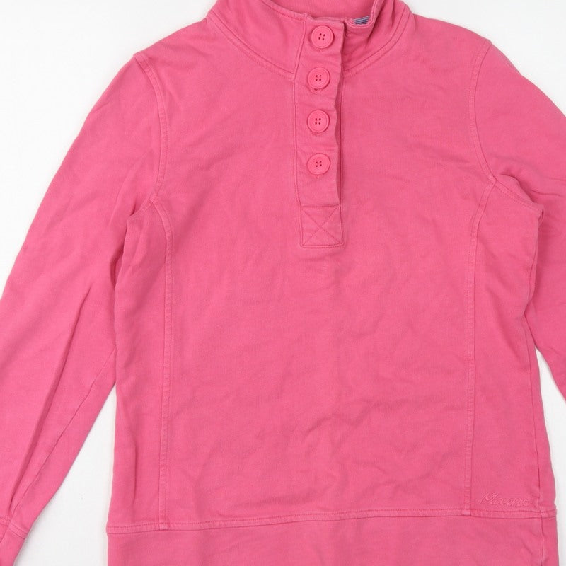 Maine New England Women Pink Size 10 Henley Button High Neck Sweatshirt