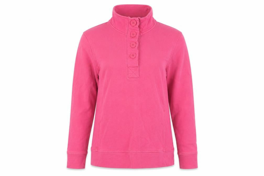 Maine New England Women Pink Size 10 Henley Button High Neck Sweatshirt