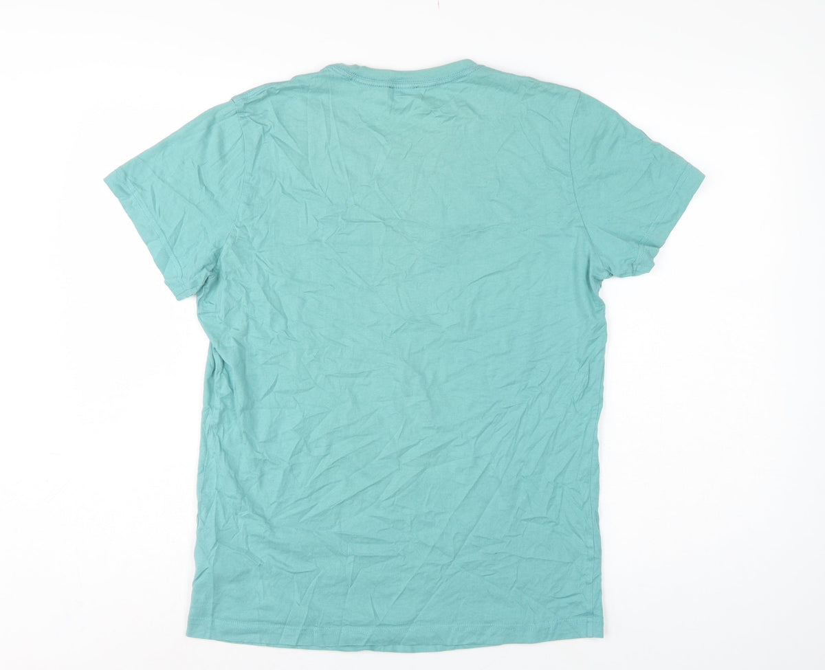 Diesel Women Blue M Basic Cotton Cactus Graphic Crew Neck T-Shirt