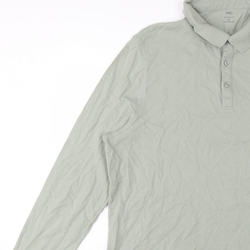 Additional view of Marks and Spencer Men Green 3XL Regular Fit Long Sleeve Polo Shirt