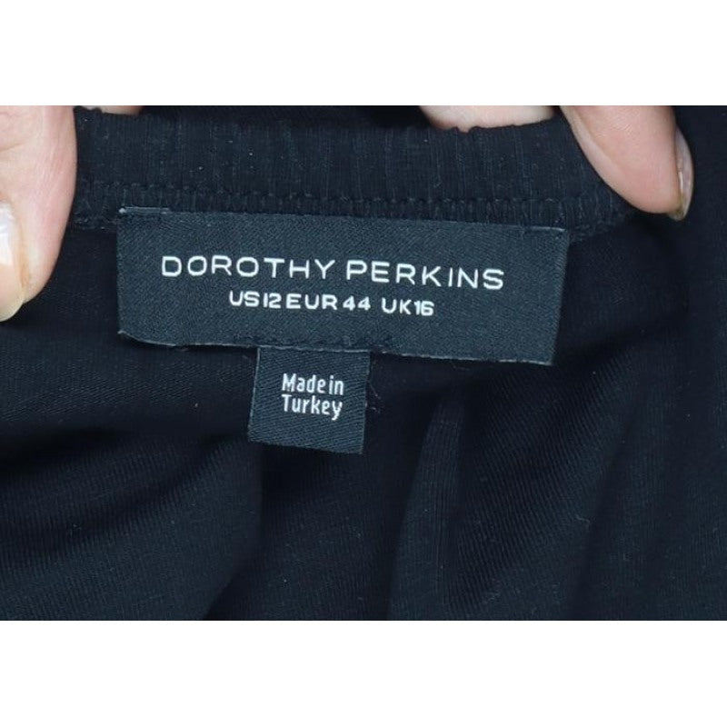 Dorothy Perkins Women Black UK 16 Fit & Flare Cold Shoulder Midi Dress