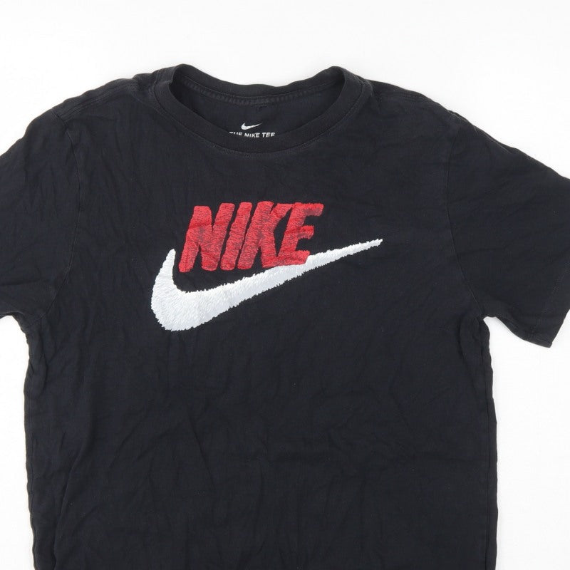 Nike Men’s Black M Logo Graphic Print Crew Neck Short Sleeve T-Shirt