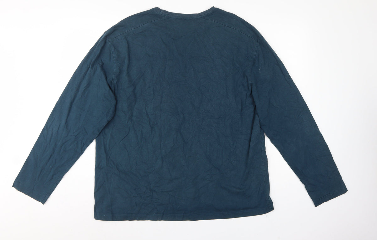 Calvin Klein Men’s Blue XL Long Sleeve Logo Pyjama Top Cotton