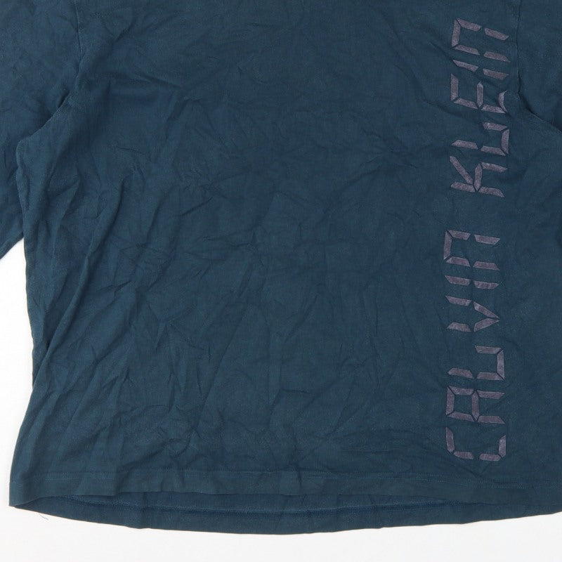 Calvin Klein Men’s Blue XL Long Sleeve Logo Pyjama Top Cotton