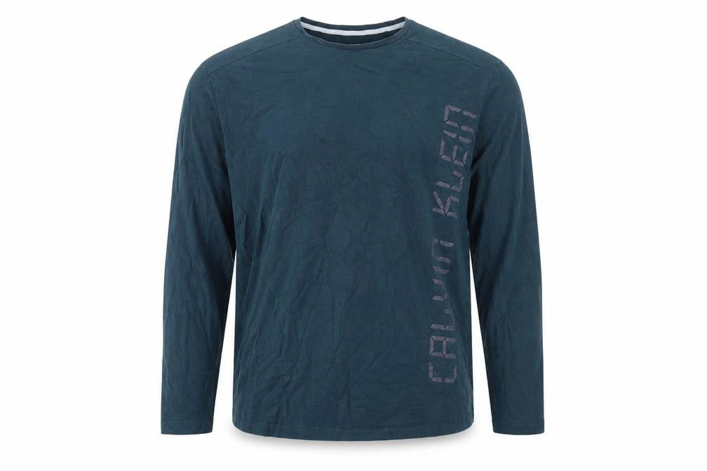 Calvin Klein Men’s Blue XL Long Sleeve Logo Pyjama Top Cotton