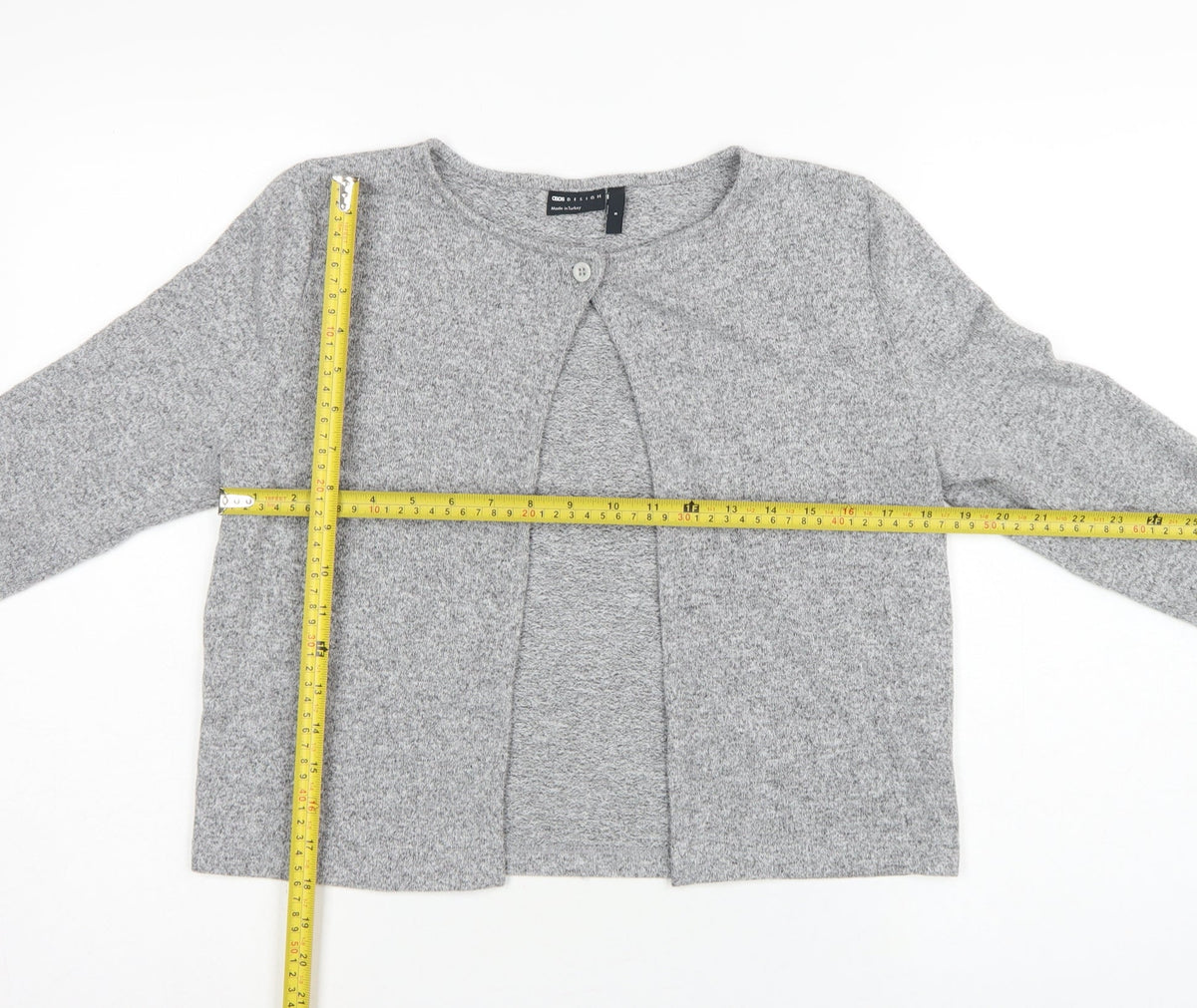 ASOS Design Women Grey UK 10 Basic Knit Button-Up Cardigan