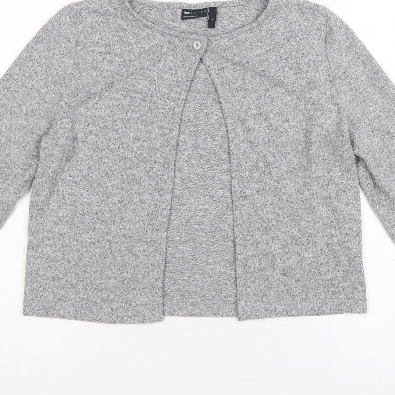 ASOS Design Women Grey UK 10 Basic Knit Button-Up Cardigan