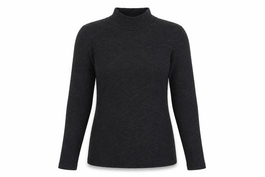 FatFace Women Black UK 10 Basic Rib Knit Roll Neck Long Sleeve Top