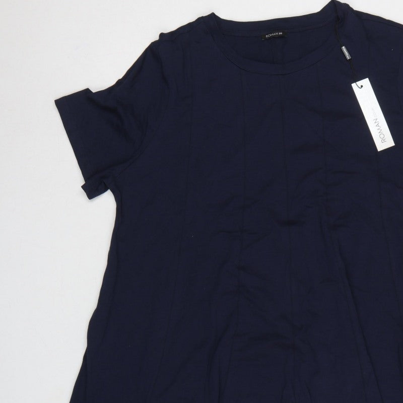 Roman Women Blue Size 20 Trapeze Swing Knee Length Cotton Jersey Dress