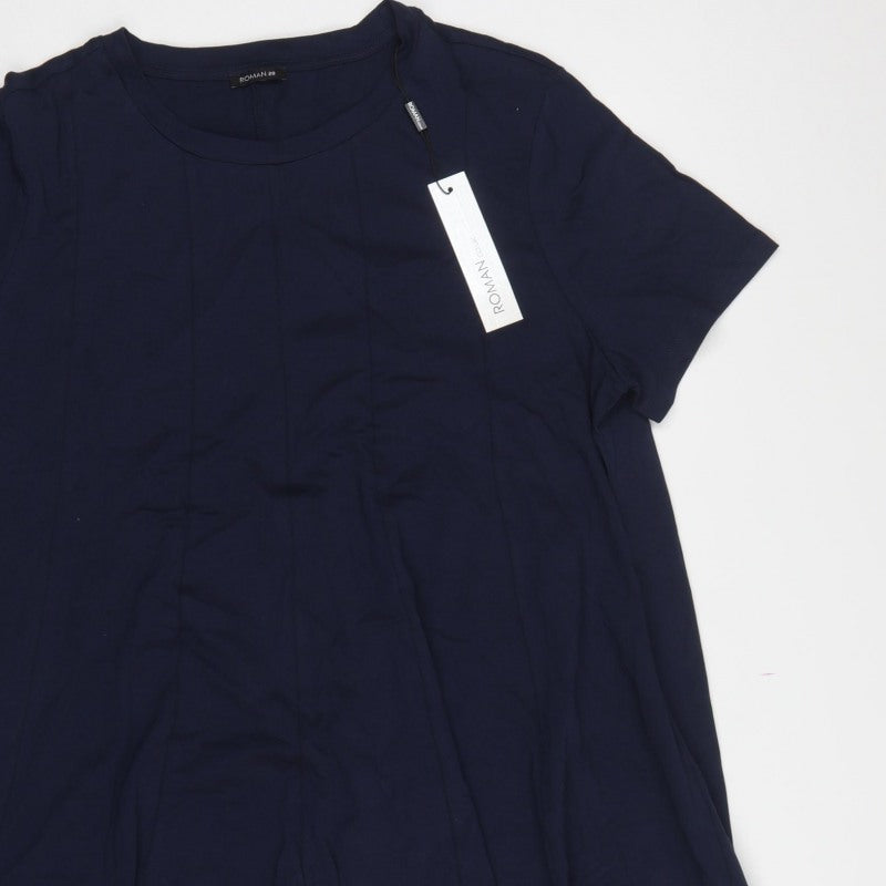 Roman Women Blue Size 20 Trapeze Swing Knee Length Cotton Jersey Dress