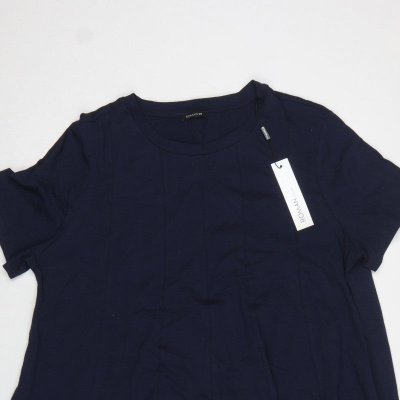 Roman Women Blue Size 20 Trapeze Swing Knee Length Cotton Jersey Dress