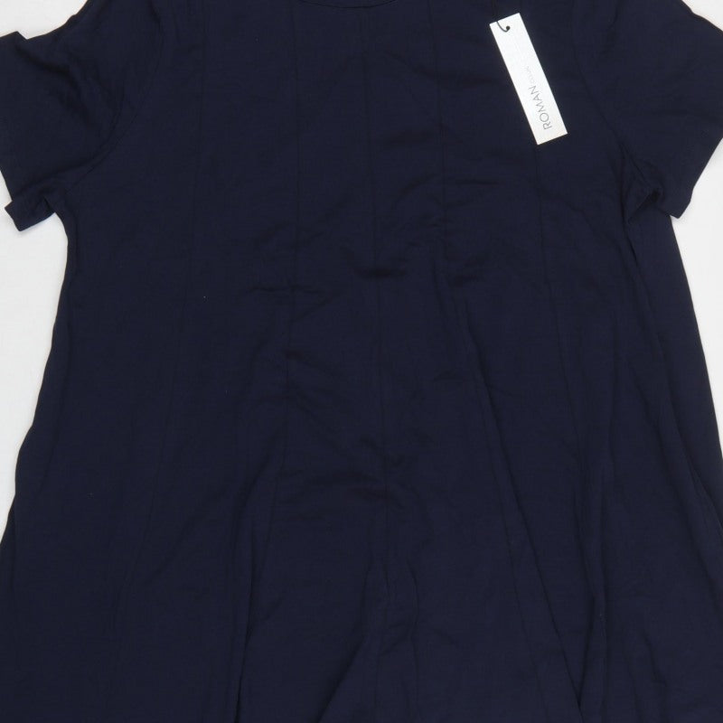 Roman Women Blue Size 20 Trapeze Swing Knee Length Cotton Jersey Dress