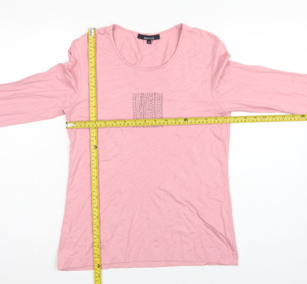 Bianca Women Pink UK 8 Basic Scoop Neck Stretch Jersey Long Sleeve Top