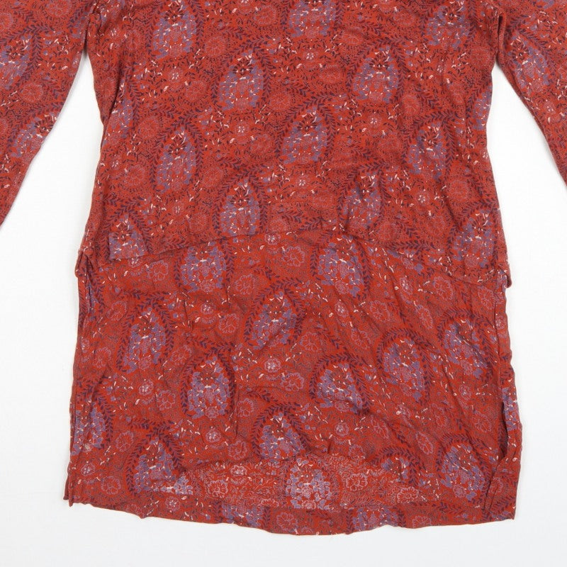White Stuff Women’s Red Floral Tunic Blouse UK 10 Long Sleeve