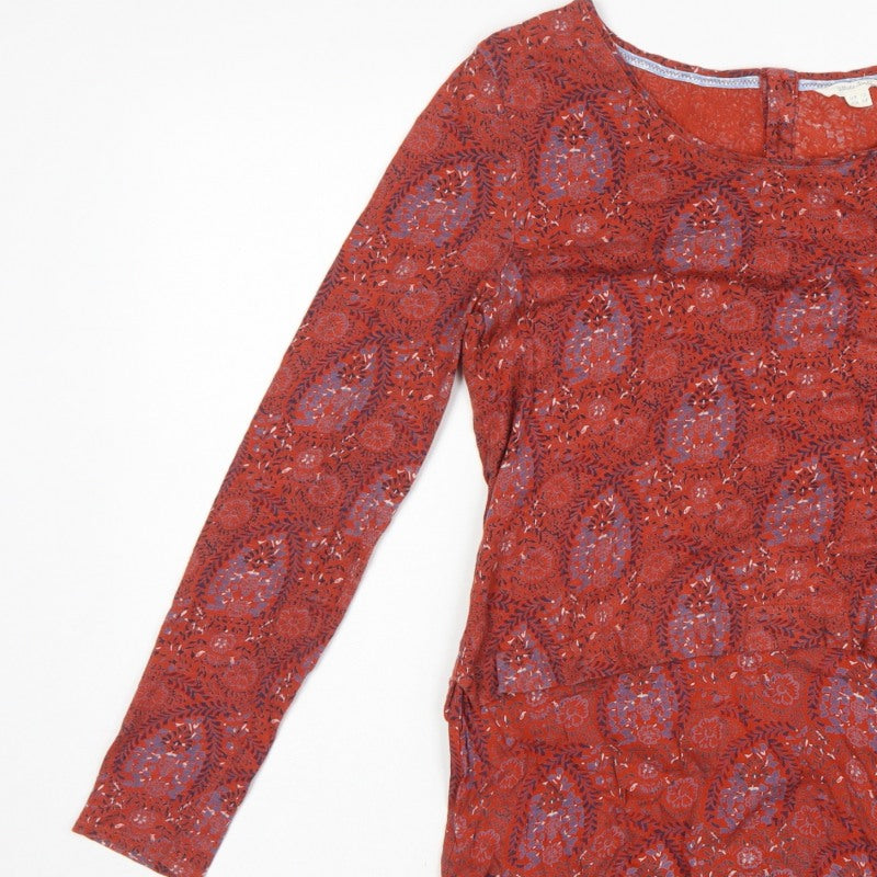 White Stuff Women’s Red Floral Tunic Blouse UK 10 Long Sleeve