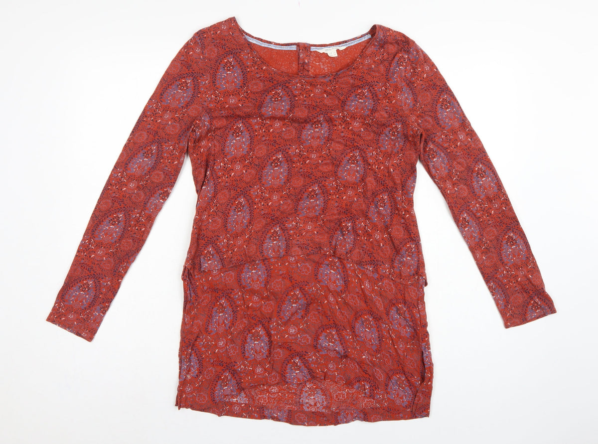 White Stuff Women’s Red Floral Tunic Blouse UK 10 Long Sleeve