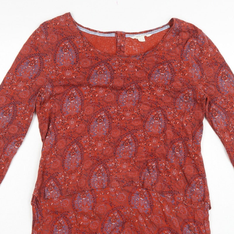 White Stuff Women’s Red Floral Tunic Blouse UK 10 Long Sleeve