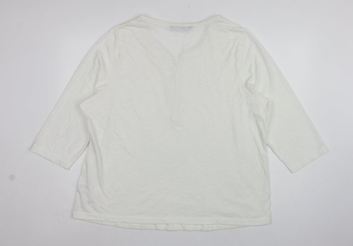 BM Casual Women’s Ivory Lace Henley Top Size 24 3/4 Sleeve