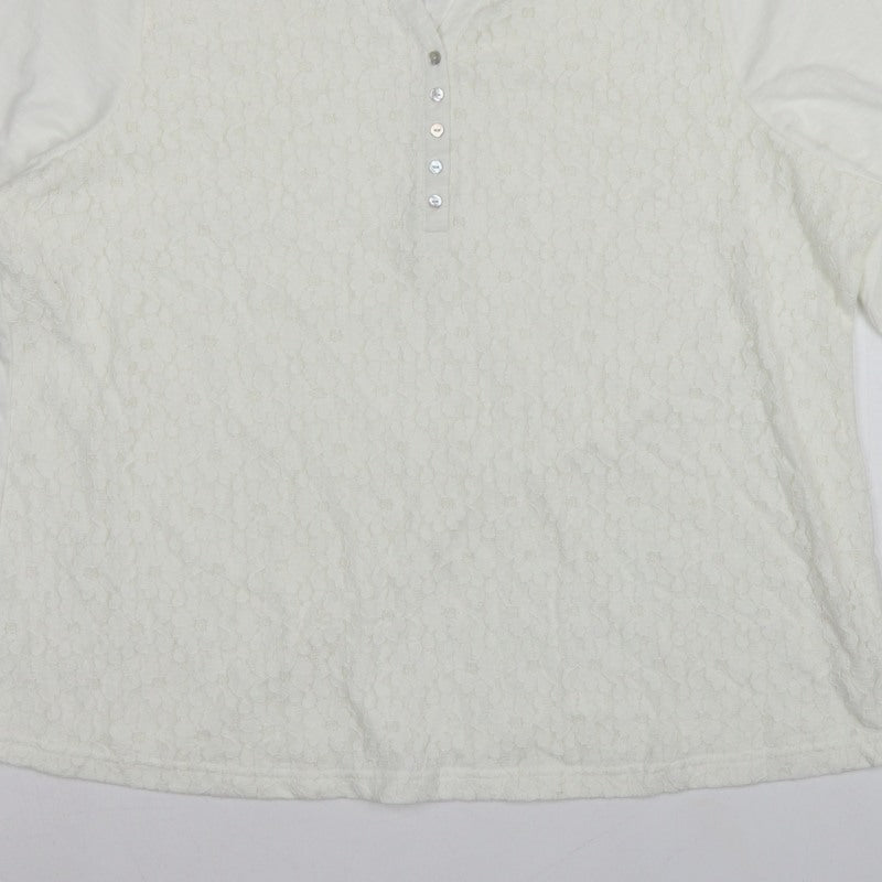 BM Casual Women’s Ivory Lace Henley Top Size 24 3/4 Sleeve