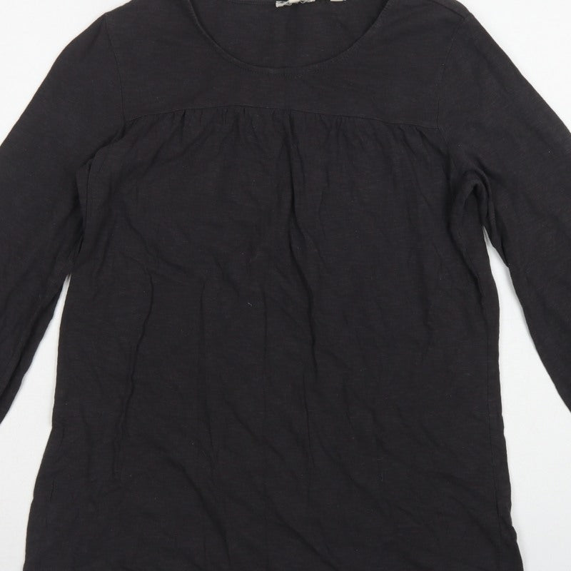 Fat Face Women Black UK 8 Tunic Blouse Round Neck Balloon Sleeve