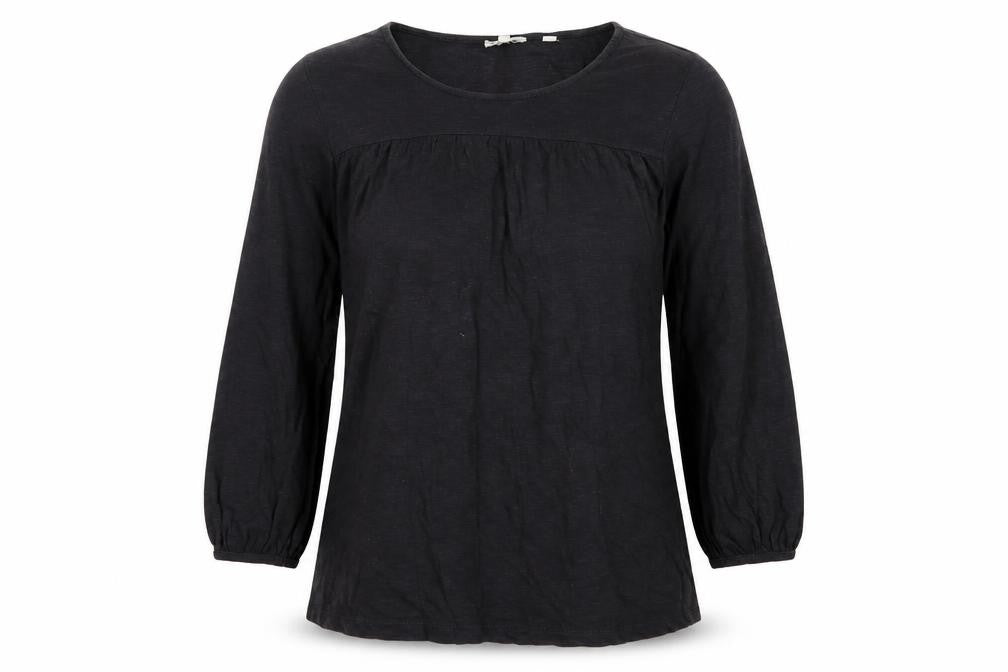 Fat Face Women Black UK 8 Tunic Blouse Round Neck Balloon Sleeve
