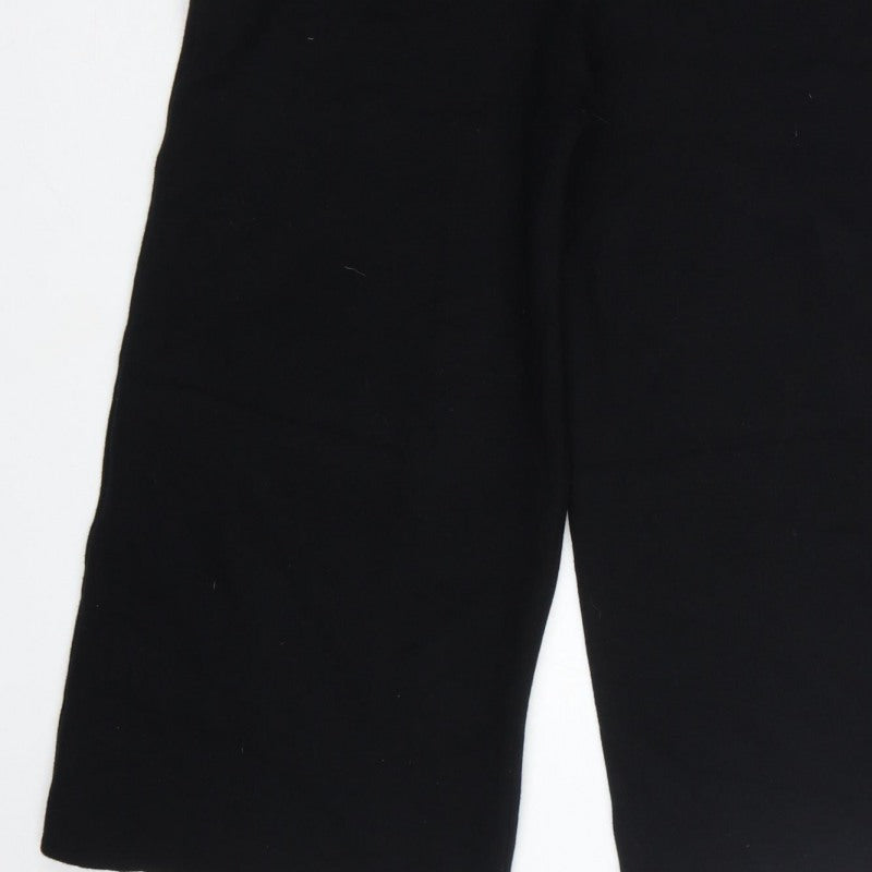 Zara Women Black Knit Wide-Leg Dungaree Jumpsuit Size M