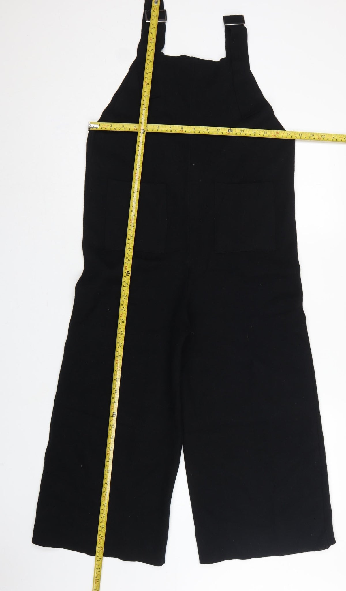Zara Women Black Knit Wide-Leg Dungaree Jumpsuit Size M