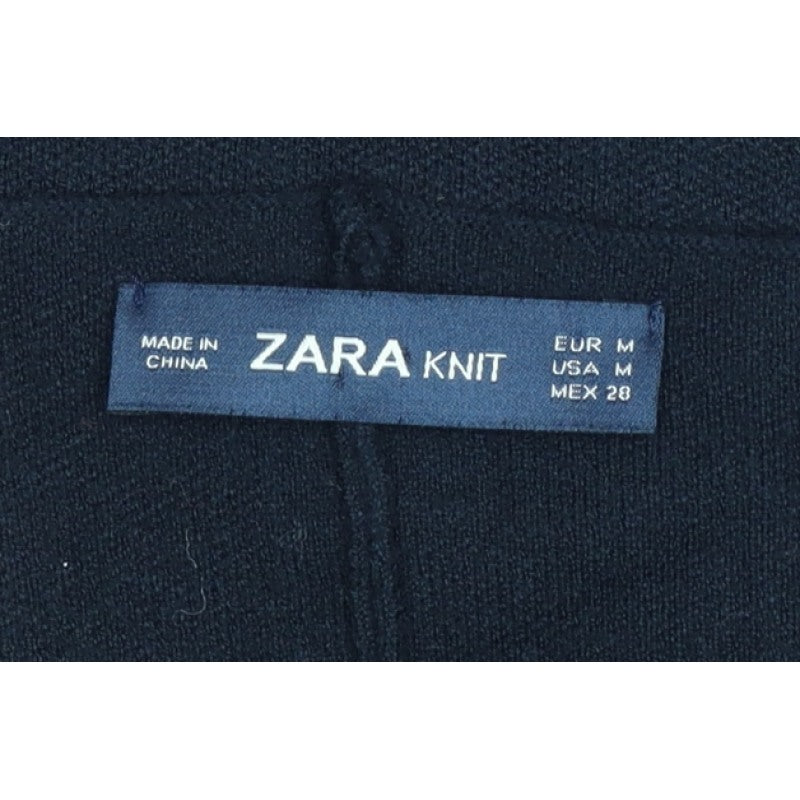 Zara Women Black Knit Wide-Leg Dungaree Jumpsuit Size M