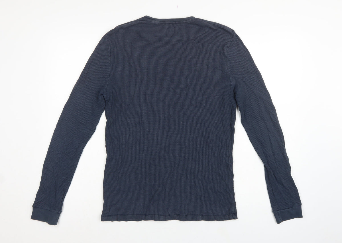 Jack Wills Men's Blue XS Waffle Knit Long Sleeve Pyjama Top