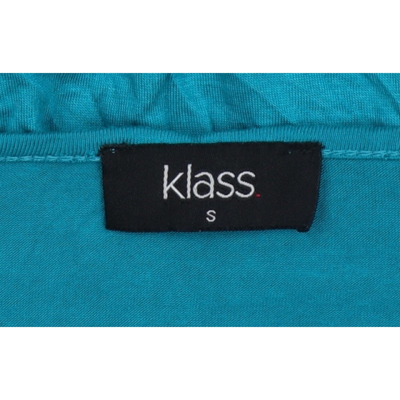 Klass Women’s Blue Size S Wrap V-Neck Long Sleeve Jersey Blouse
