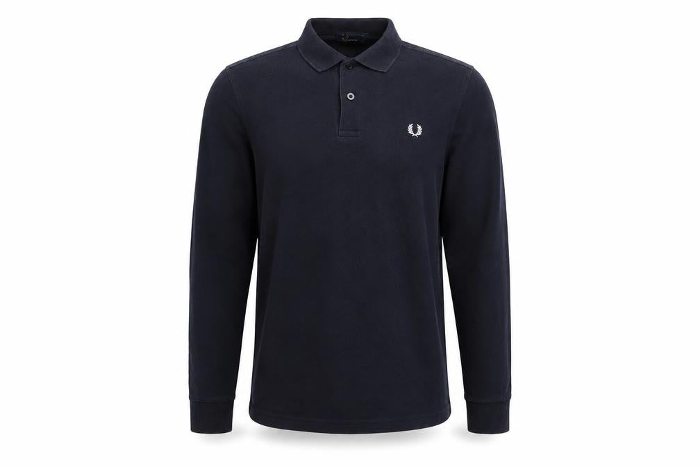 Fred Perry Teens Black L Long Sleeve Cotton Logo Polo Shirt