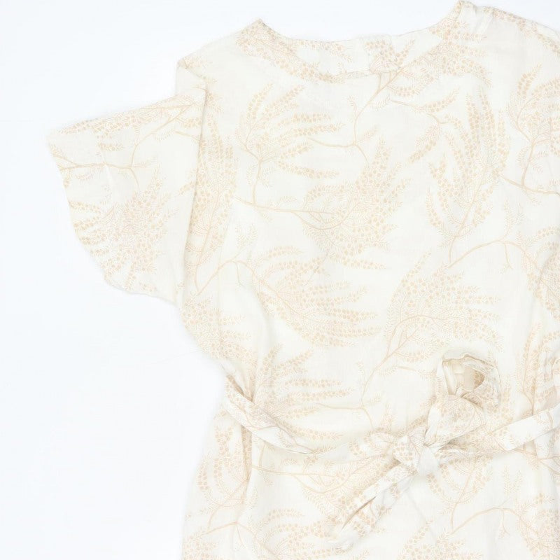 Per Una Women Ivory Floral Linen Blend Shift Dress UK 12 Belted