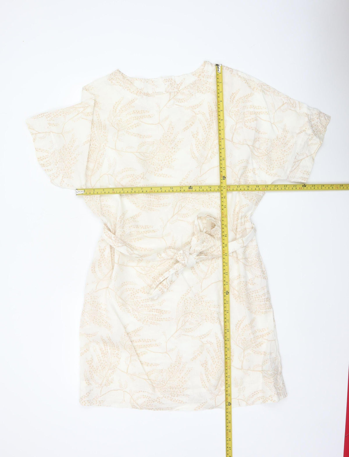 Per Una Women Ivory Floral Linen Blend Shift Dress UK 12 Belted