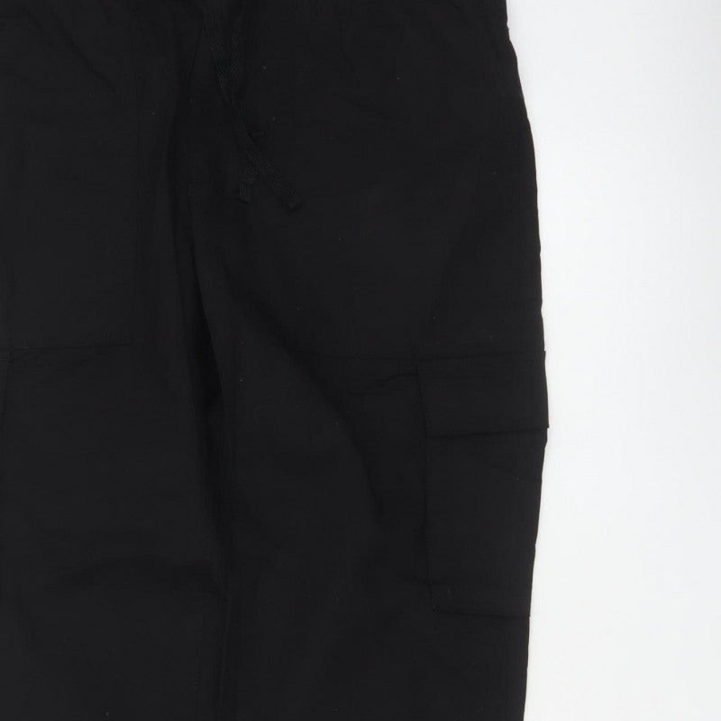Marks & Spencer Men Black Large Cargo Jogger Trousers Elastic Waist