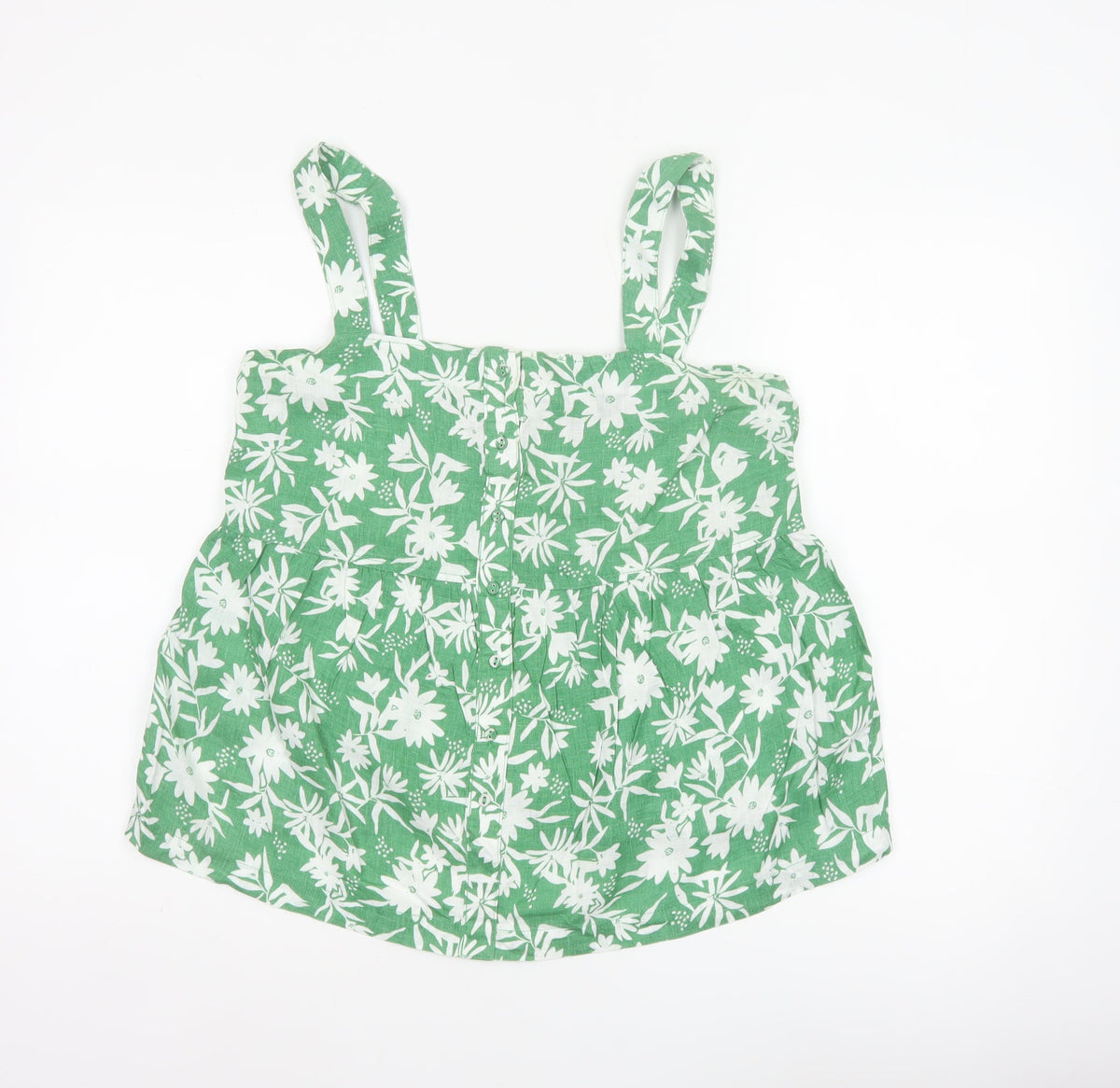 Marks and Spencer Women Green Floral Linen Camisole Top UK 12