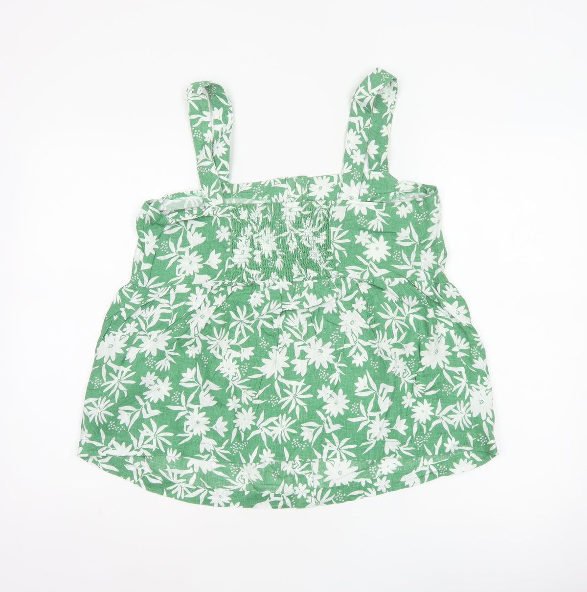 Marks and Spencer Women Green Floral Linen Camisole Top UK 12