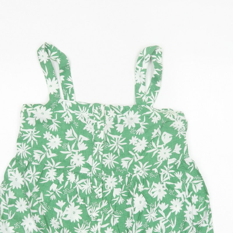Marks and Spencer Women Green Floral Linen Camisole Top UK 12