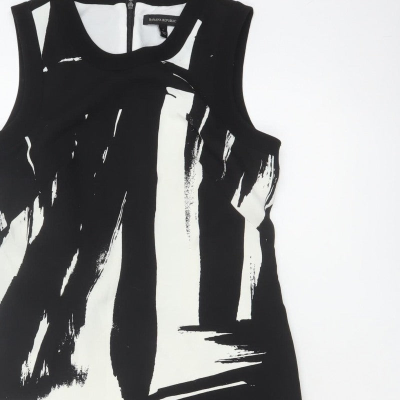Banana Republic Women Black White UK 8 Sleeveless Sheath Dress