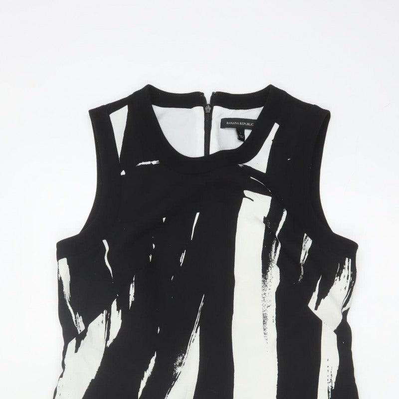 Banana Republic Women Black White UK 8 Sleeveless Sheath Dress
