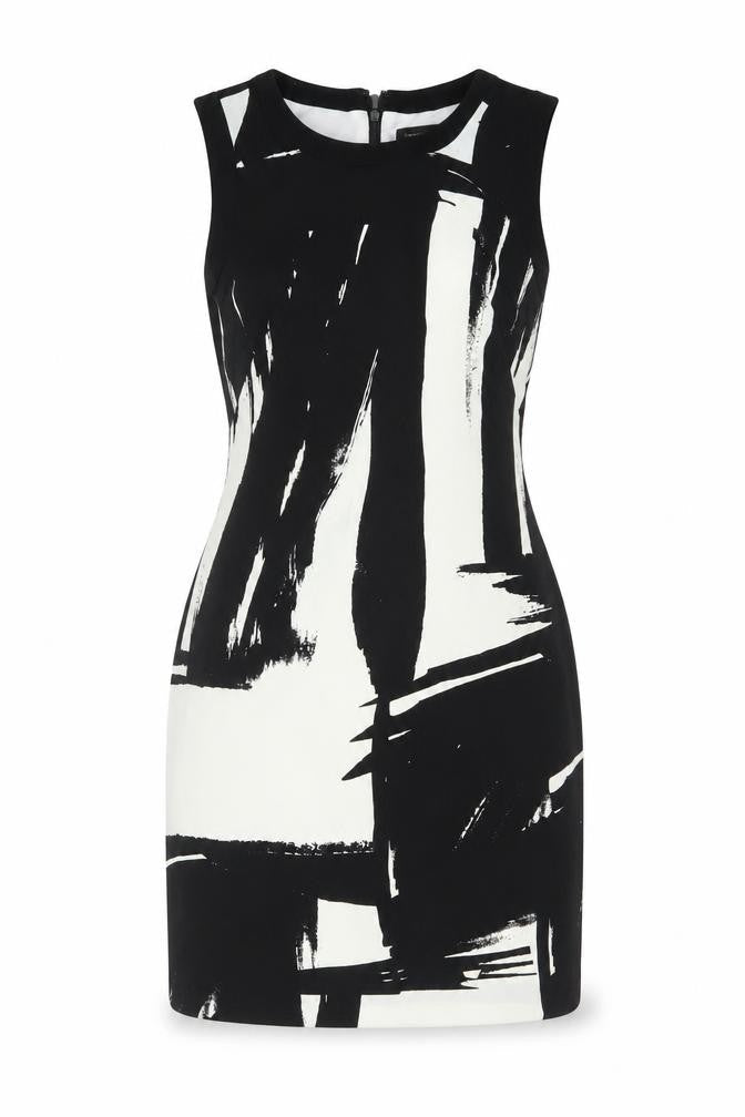 Banana Republic Women Black White UK 8 Sleeveless Sheath Dress