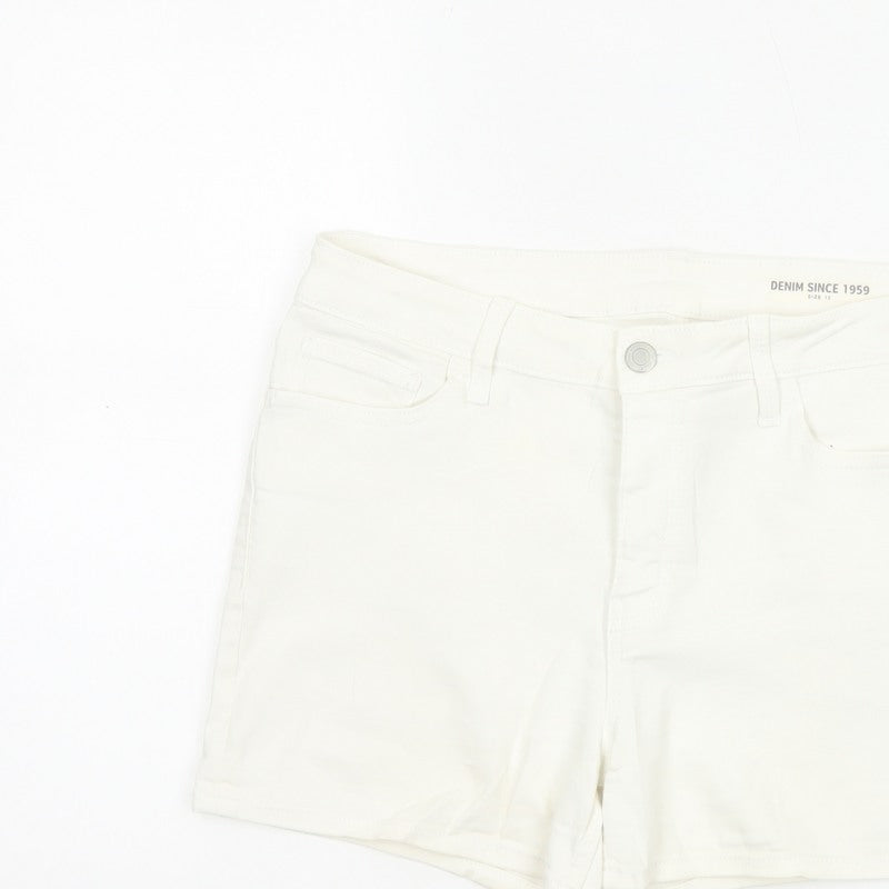 Marks and Spencer Women White UK 12 Denim Stretch 5-Pocket Shorts