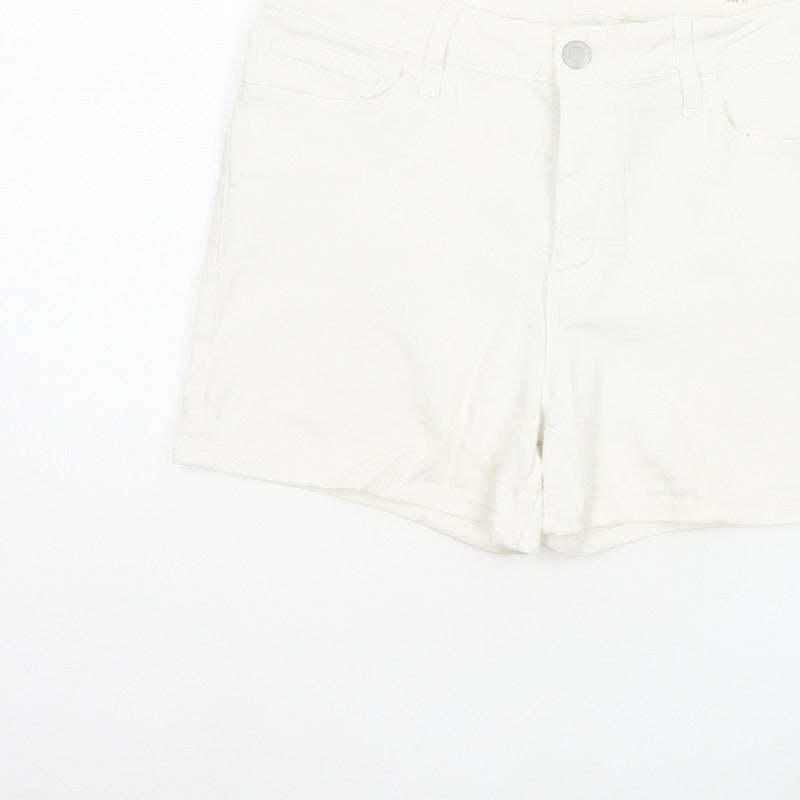 Marks and Spencer Women White UK 12 Denim Stretch 5-Pocket Shorts